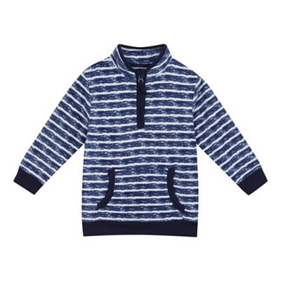 bluezoo Boys' blue and white striped print fleece sweater